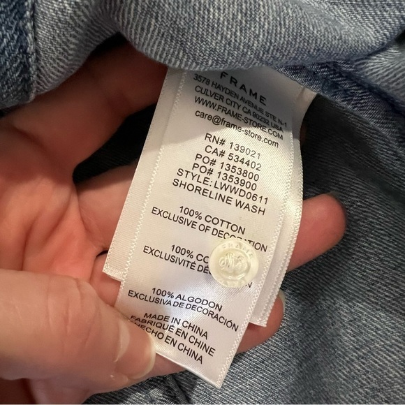 Frame Seam Detail Denim Mini Dress in Shoreline Wash - Picture 11 of 14